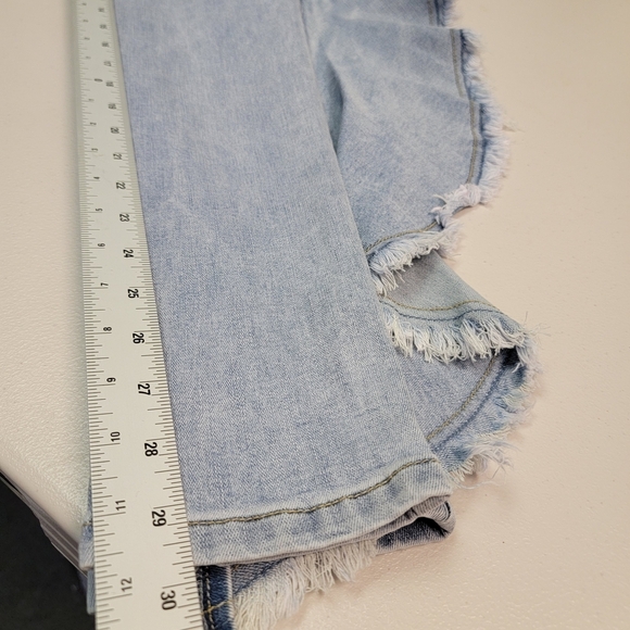 K.Jordan Asymmetrical Left Side Ruffle Acid Wash Slim Blue Jeans Size 4 - Picture 5 of 6